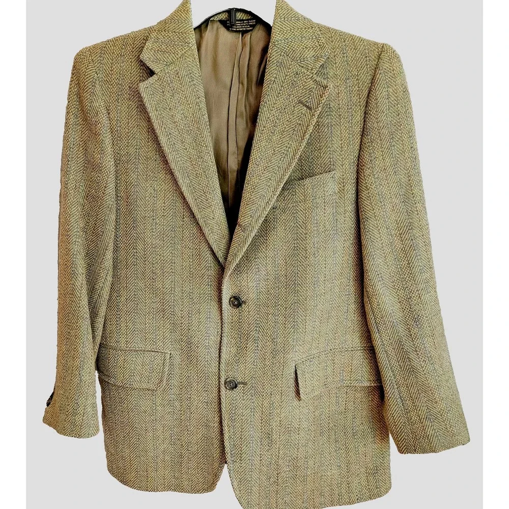 Vtg J.Press Donegal Mist Sack Coat 3/2 Roll Herringbone 38S Updated Sz